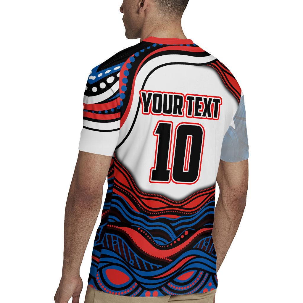 Personalized Newcastle Knights Rugby Jersey Aboriginal Dot Art - Dreamtime Rugby Mascot