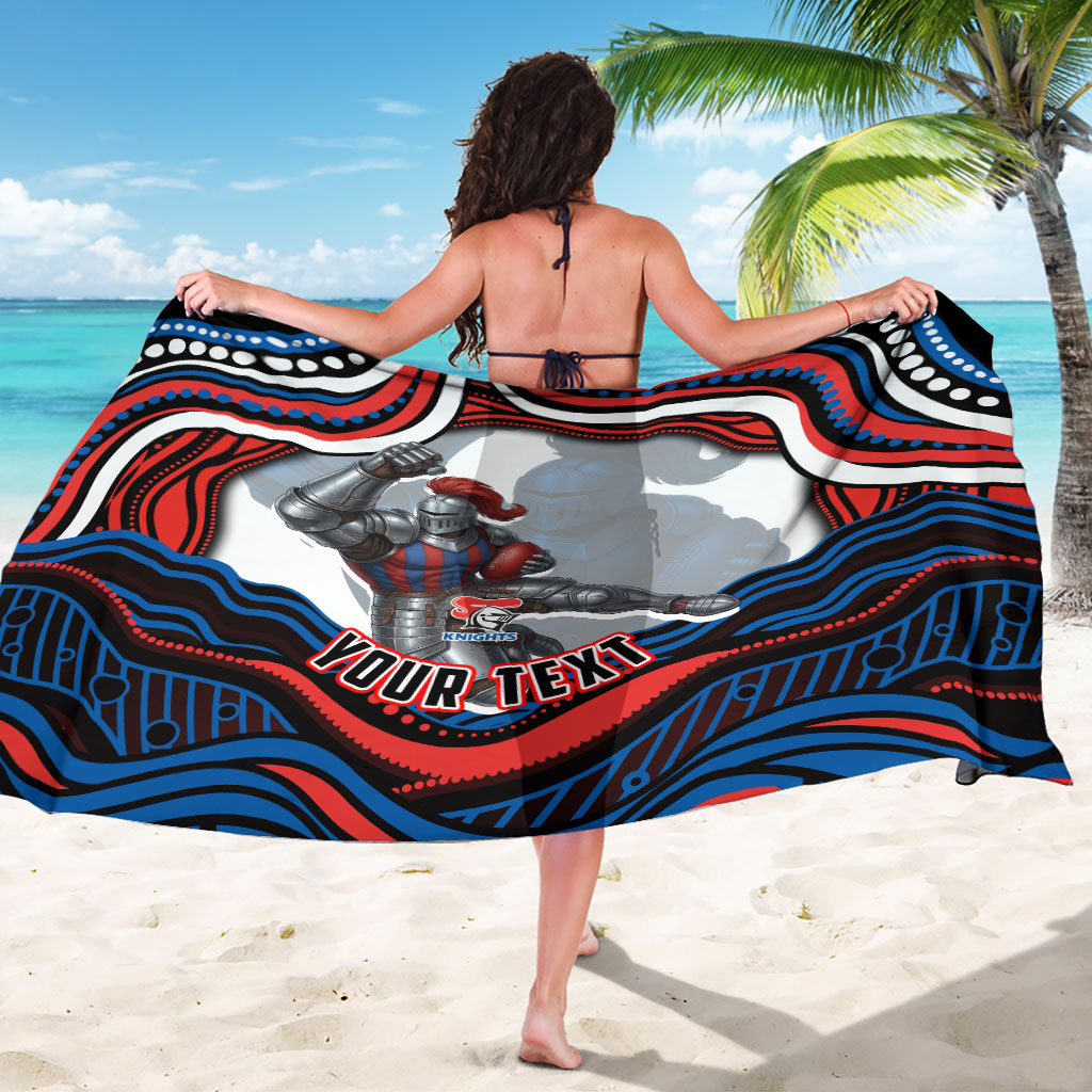 Personalized Newcastle Knights Sarong Aboriginal Dot Art - Dreamtime Rugby Mascot