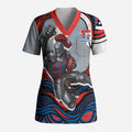 Personalized Newcastle Knights Scrub Top Aboriginal Dot Art - Dreamtime Rugby Mascot