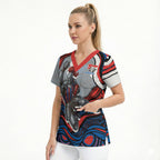 Personalized Newcastle Knights Scrub Top Aboriginal Dot Art - Dreamtime Rugby Mascot