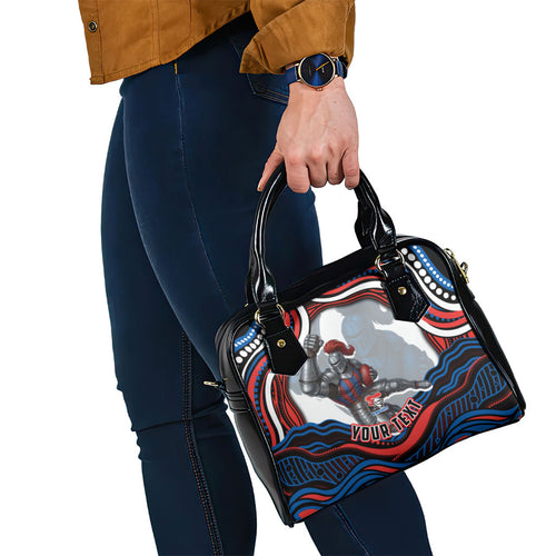 Personalized Newcastle Knights Shoulder Handbag Aboriginal Dot Art - Dreamtime Rugby Mascot