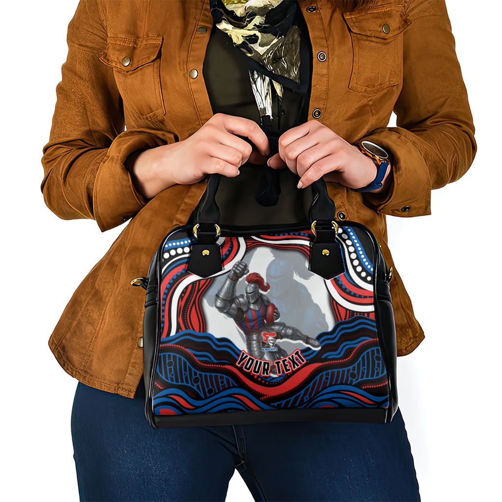 Personalized Newcastle Knights Shoulder Handbag Aboriginal Dot Art - Dreamtime Rugby Mascot