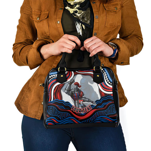 Personalized Newcastle Knights Shoulder Handbag Aboriginal Dot Art - Dreamtime Rugby Mascot