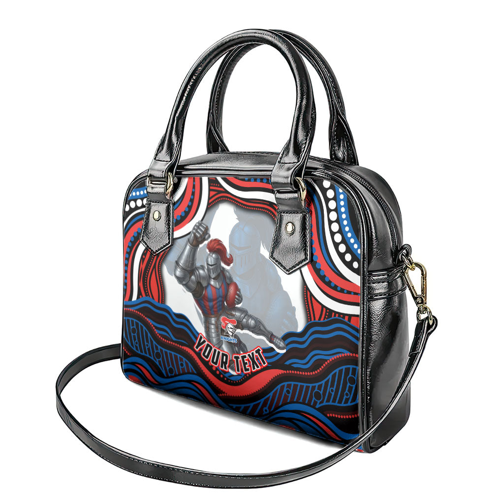 Personalized Newcastle Knights Shoulder Handbag Aboriginal Dot Art - Dreamtime Rugby Mascot