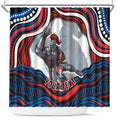 Personalized Newcastle Knights Shower Curtain Aboriginal Dot Art - Dreamtime Rugby Mascot