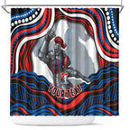 Personalized Newcastle Knights Shower Curtain Aboriginal Dot Art - Dreamtime Rugby Mascot