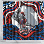 Personalized Newcastle Knights Shower Curtain Aboriginal Dot Art - Dreamtime Rugby Mascot