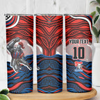 Personalized Newcastle Knights Skinny Tumbler Aboriginal Dot Art - Dreamtime Rugby Mascot