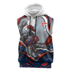 Personalized Newcastle Knights Sleeveless Hoodie Aboriginal Dot Art - Dreamtime Rugby Mascot
