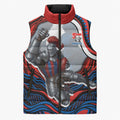 Personalized Newcastle Knights Sleeveless Puffer Jacket Aboriginal Dot Art - Dreamtime Rugby Mascot