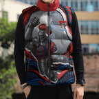 Personalized Newcastle Knights Sleeveless Puffer Jacket Aboriginal Dot Art - Dreamtime Rugby Mascot