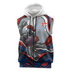 Personalized Newcastle Knights Sleeveless Zip Hoodie Aboriginal Dot Art - Dreamtime Rugby Mascot