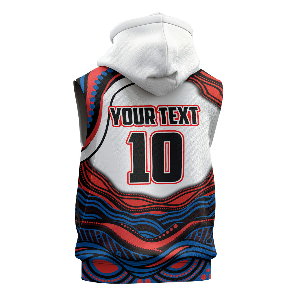 Personalized Newcastle Knights Sleeveless Zip Hoodie Aboriginal Dot Art - Dreamtime Rugby Mascot