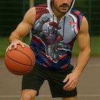Personalized Newcastle Knights Sleeveless Zip Hoodie Aboriginal Dot Art - Dreamtime Rugby Mascot