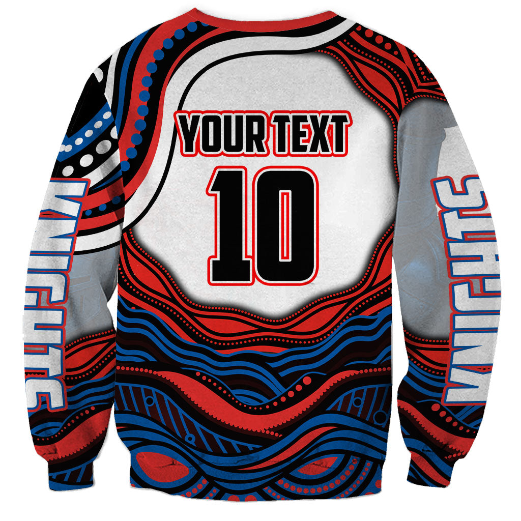 Personalized Newcastle Knights Sweatshirt Aboriginal Dot Art - Dreamtime Rugby Mascot