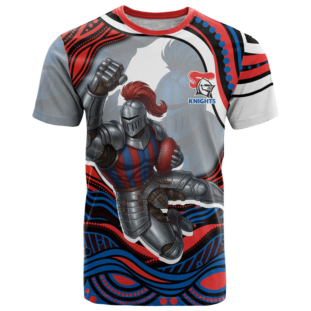 Personalized Newcastle Knights T Shirt Aboriginal Dot Art - Dreamtime Rugby Mascot
