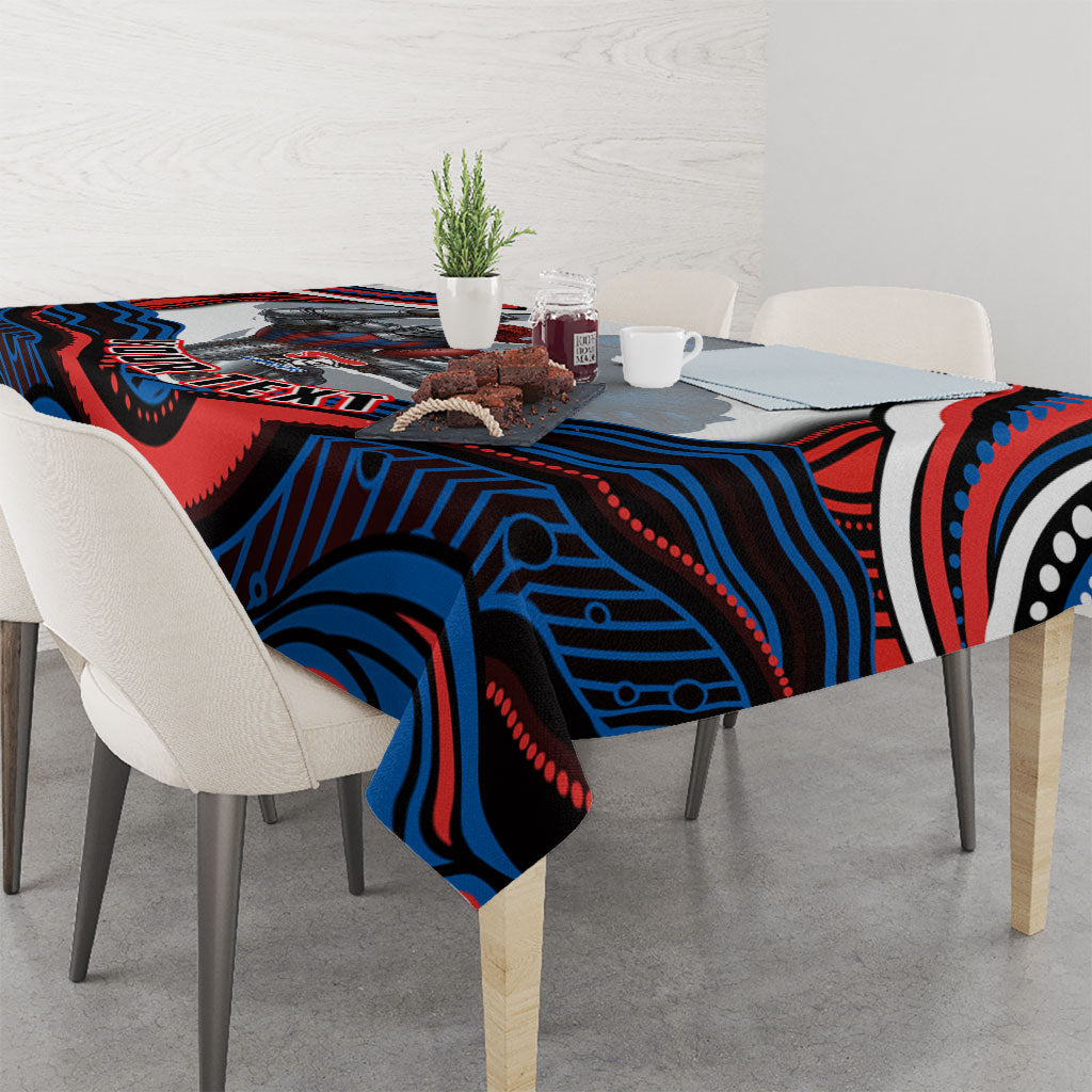 Personalized Newcastle Knights Tablecloth Aboriginal Dot Art - Dreamtime Rugby Mascot