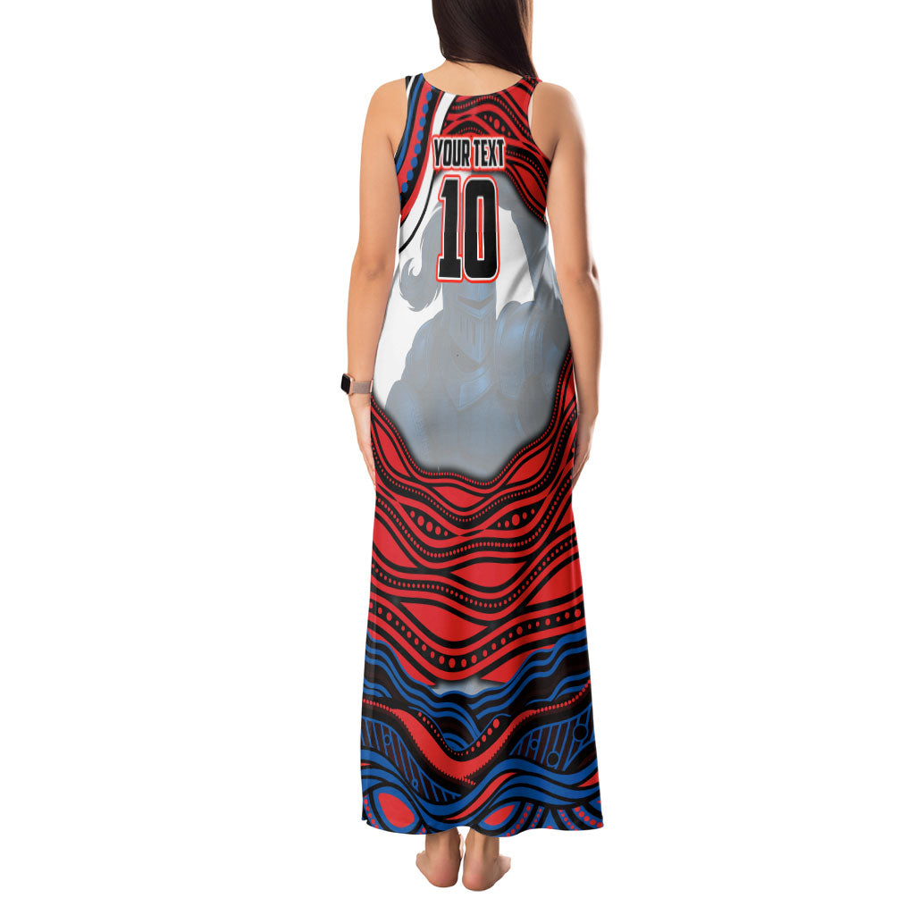 Personalized Newcastle Knights Tank Maxi Dress Aboriginal Dot Art - Dreamtime Rugby Mascot