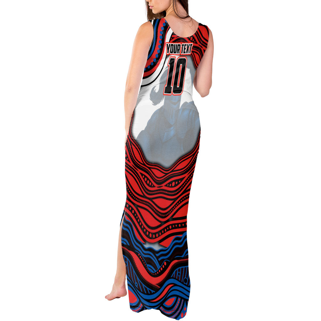 Personalized Newcastle Knights Tank Maxi Dress Aboriginal Dot Art - Dreamtime Rugby Mascot