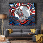 Personalized Newcastle Knights Tapestry Aboriginal Dot Art - Dreamtime Rugby Mascot