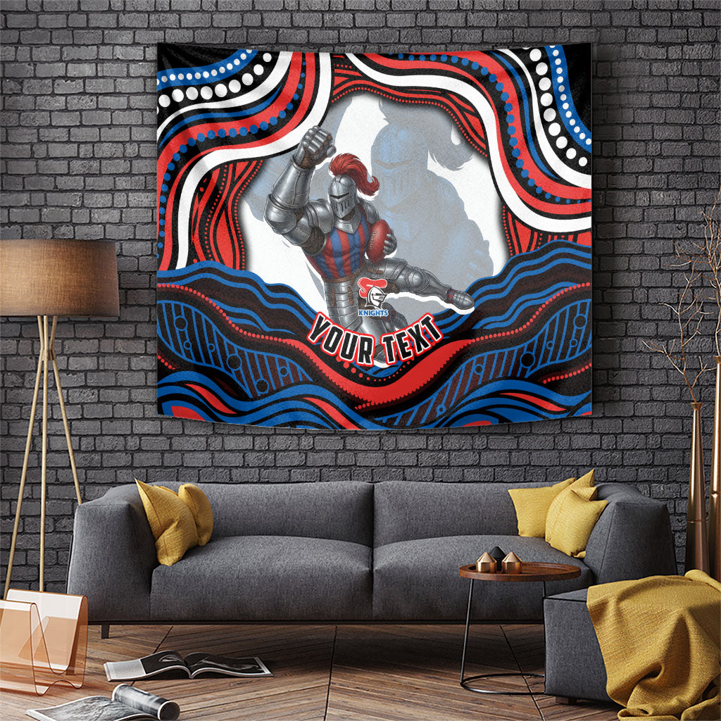 Personalized Newcastle Knights Tapestry Aboriginal Dot Art - Dreamtime Rugby Mascot
