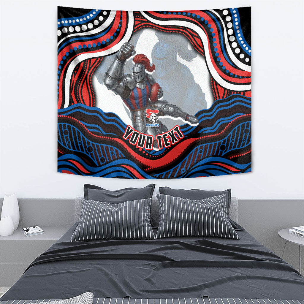 Personalized Newcastle Knights Tapestry Aboriginal Dot Art - Dreamtime Rugby Mascot