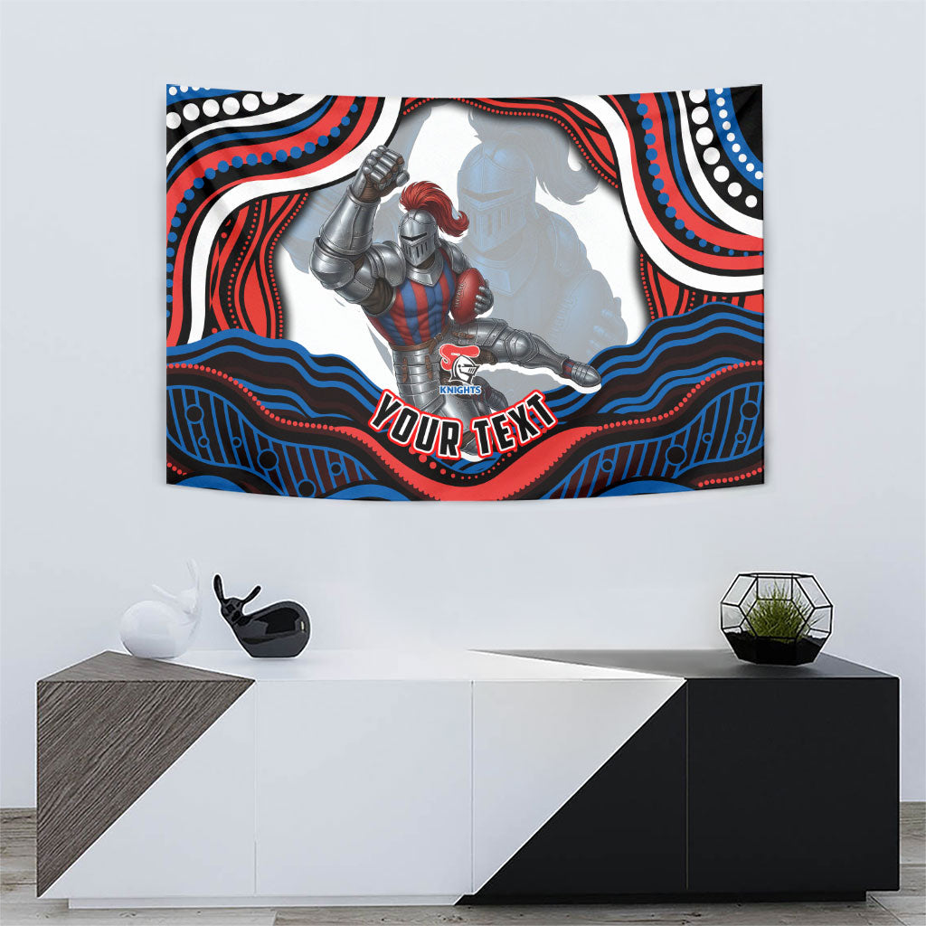 Personalized Newcastle Knights Tapestry Aboriginal Dot Art - Dreamtime Rugby Mascot