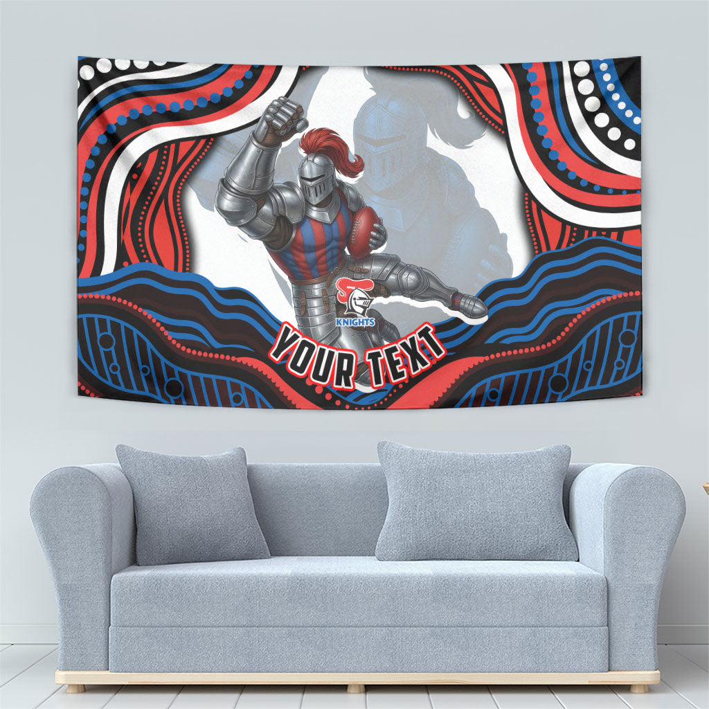 Personalized Newcastle Knights Tapestry Aboriginal Dot Art - Dreamtime Rugby Mascot