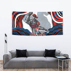 Personalized Newcastle Knights Tapestry Aboriginal Dot Art - Dreamtime Rugby Mascot