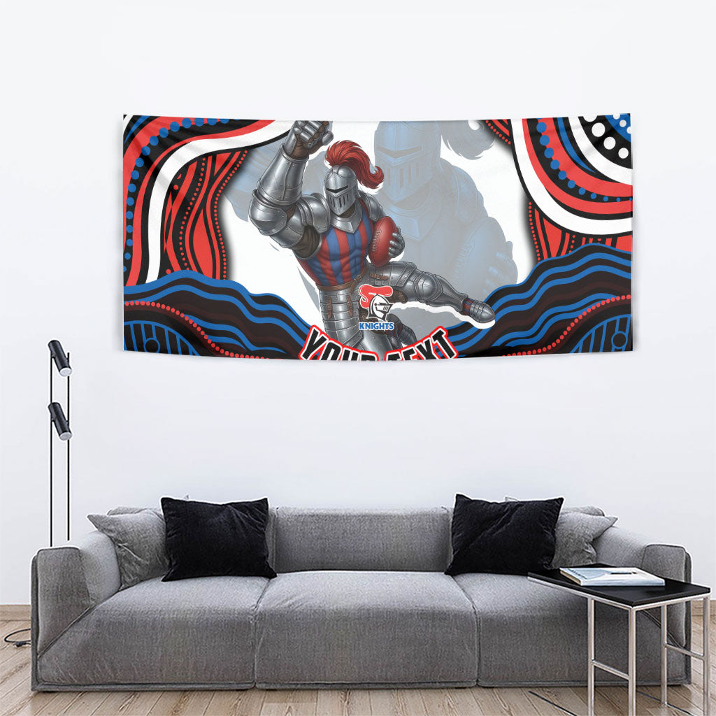 Personalized Newcastle Knights Tapestry Aboriginal Dot Art - Dreamtime Rugby Mascot