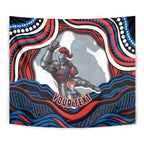 Personalized Newcastle Knights Tapestry Aboriginal Dot Art - Dreamtime Rugby Mascot