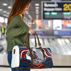 Personalized Newcastle Knights Travel Bag Aboriginal Dot Art - Dreamtime Rugby Mascot