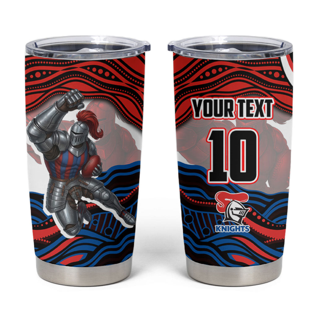 Personalized Newcastle Knights Tumbler Cup Aboriginal Dot Art - Dreamtime Rugby Mascot