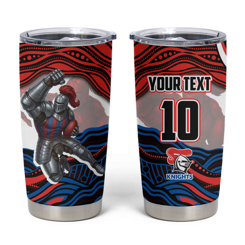 Personalized Newcastle Knights Tumbler Cup Aboriginal Dot Art - Dreamtime Rugby Mascot