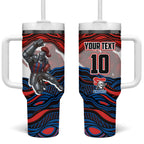 Personalized Newcastle Knights Tumbler With Handle Aboriginal Dot Art - Dreamtime Rugby Mascot