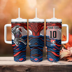 Personalized Newcastle Knights Tumbler With Handle Aboriginal Dot Art - Dreamtime Rugby Mascot