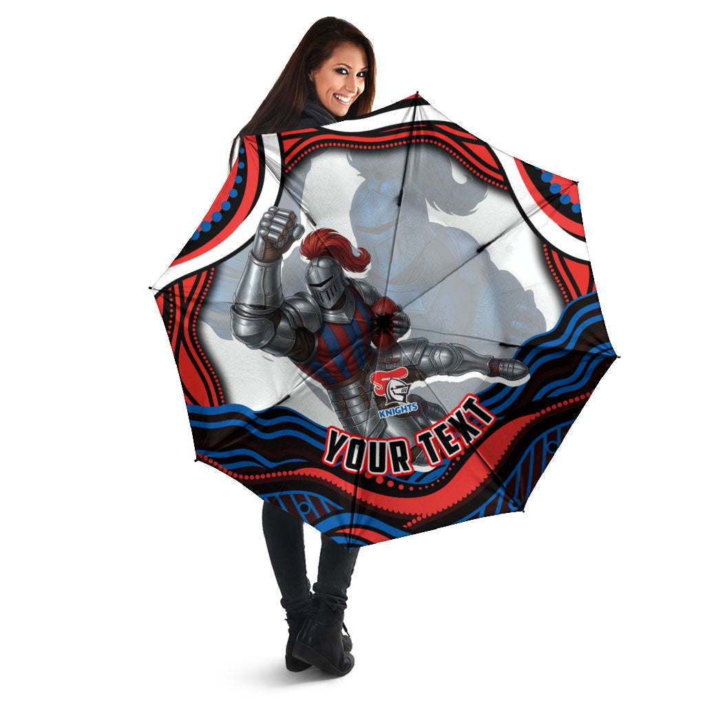 Personalized Newcastle Knights Umbrella Aboriginal Dot Art - Dreamtime Rugby Mascot
