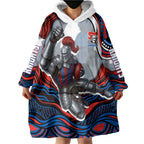 Personalized Newcastle Knights Wearable Blanket Hoodie Aboriginal Dot Art - Dreamtime Rugby Mascot