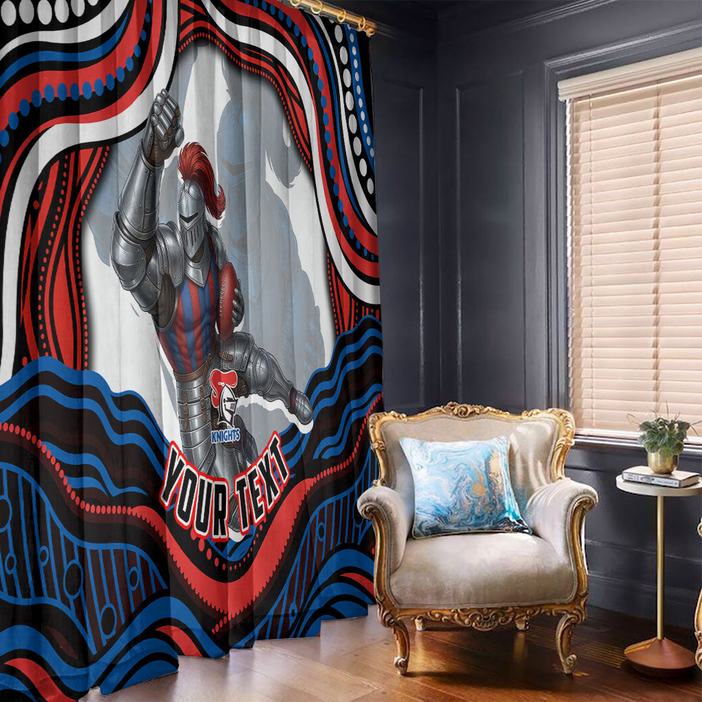 Personalized Newcastle Knights Window Curtain Aboriginal Dot Art - Dreamtime Rugby Mascot