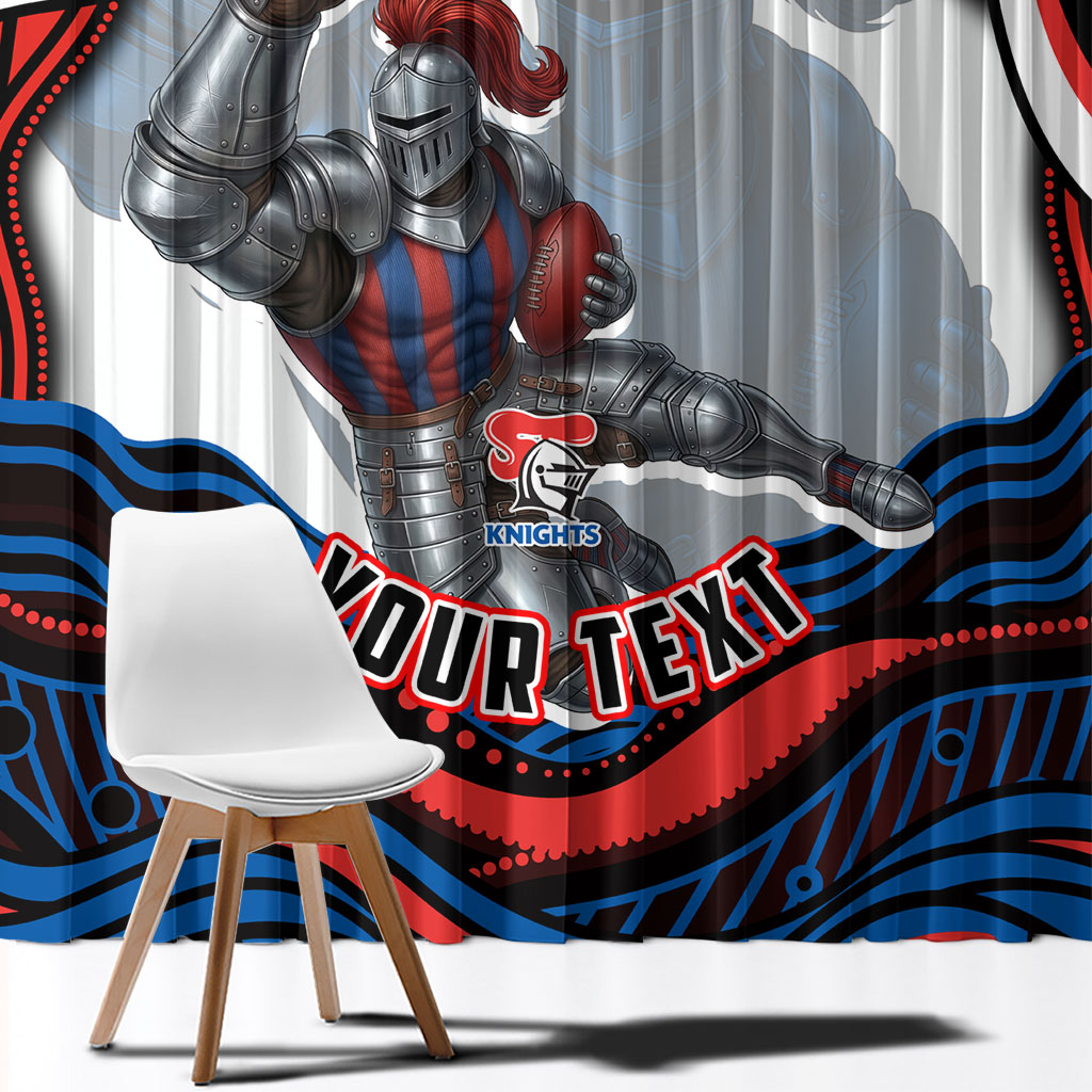 Personalized Newcastle Knights Window Curtain Aboriginal Dot Art - Dreamtime Rugby Mascot
