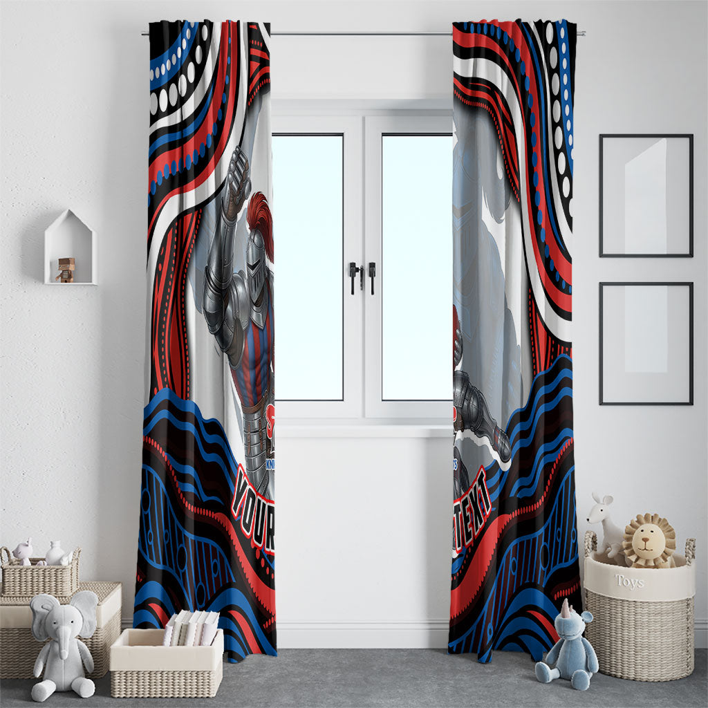 Personalized Newcastle Knights Window Curtain Aboriginal Dot Art - Dreamtime Rugby Mascot