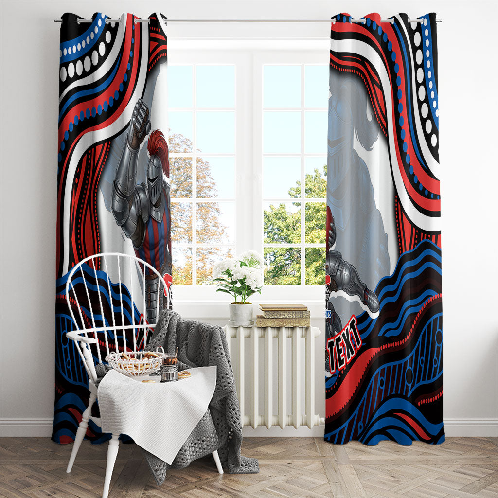 Personalized Newcastle Knights Window Curtain Aboriginal Dot Art - Dreamtime Rugby Mascot