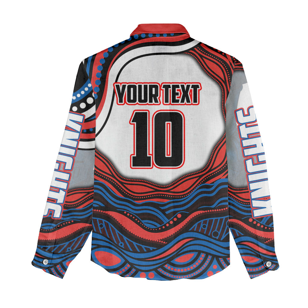 Personalized Newcastle Knights Women Casual Shirt Aboriginal Dot Art - Dreamtime Rugby Mascot