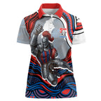 Personalized Newcastle Knights Women Polo Shirt Aboriginal Dot Art - Dreamtime Rugby Mascot