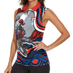 Personalized Newcastle Knights Women Sleeveless Polo Shirt Aboriginal Dot Art - Dreamtime Rugby Mascot