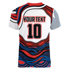 Personalized Newcastle Knights Women V-Neck T-Shirt Aboriginal Dot Art - Dreamtime Rugby Mascot