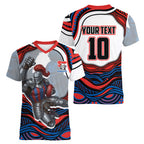 Personalized Newcastle Knights Women V-Neck T-Shirt Aboriginal Dot Art - Dreamtime Rugby Mascot