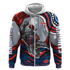 Personalized Newcastle Knights Zip Hoodie Aboriginal Dot Art - Dreamtime Rugby Mascot
