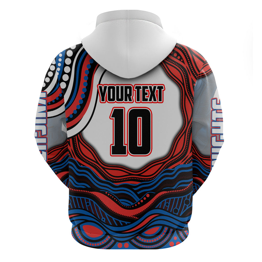 Personalized Newcastle Knights Zip Hoodie Aboriginal Dot Art - Dreamtime Rugby Mascot