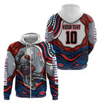 Personalized Newcastle Knights Zip Hoodie Aboriginal Dot Art - Dreamtime Rugby Mascot